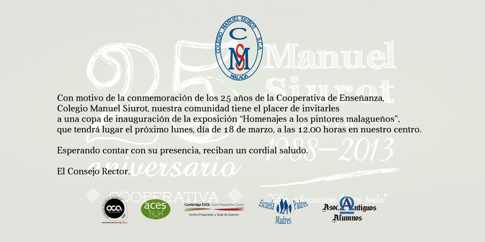 Lunes 18 de marzo: Actos XXV Aniversario - Colegio Manuel Siurot.